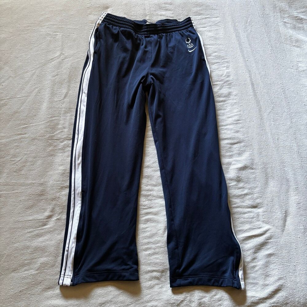 Nike Navy Blue Track Pants with White Stripes